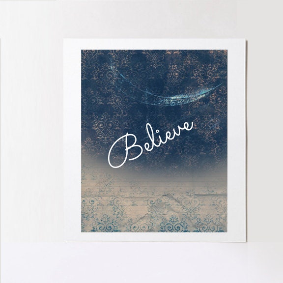 Minimalist Believe, 8X10 Inspirational Print, Inspirational Room Decor, Motivational Home Decorating, Typography Word Art - IndigoRain