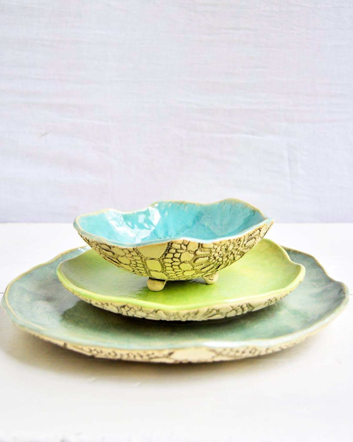 modern ceramic dinnerware place setting SECONDS plate bowl dishes Organic Soul series