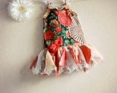 Red Rose Toddler's Clothing Little Girl's Fairy Dress Coral Lace Party Clothing Upcycled Children's Clothes 2T 'TEAGAN'