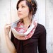 Mountain Kaleidoscope - Red and Heather Grey - Boho modern print jersey printed circle cowl scarf - by Bark Decor