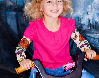 Toddler Tattoo Sleeve T-Shirt--Butterfly Bebe Sleeves (cropped pink)