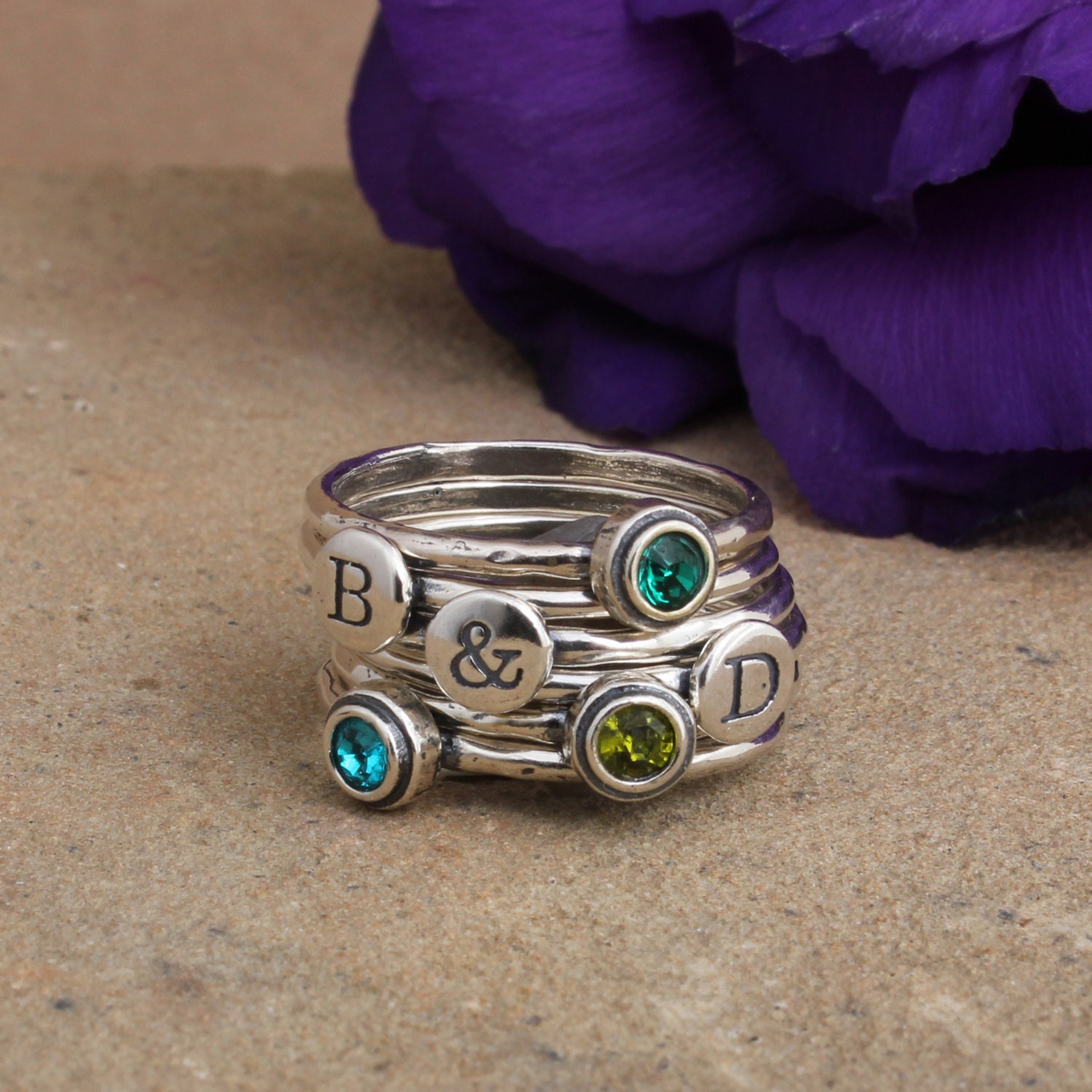 Alphadot Sterling Silver Stackable Letter Ring