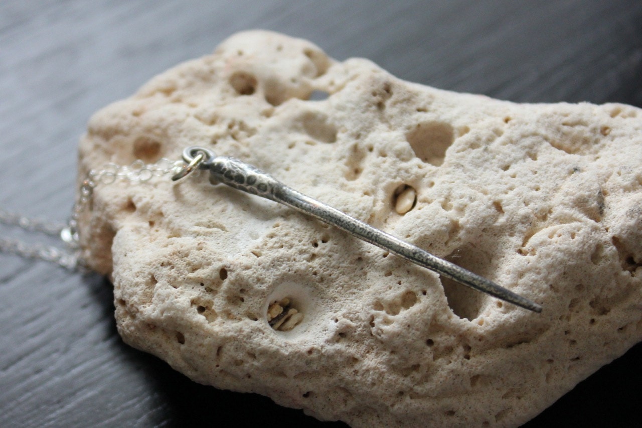 Silver magic wand necklace - handmade wand charm on a sterling silver chain - fantasy - wizards & Harry Potter fans - free shipping in USA