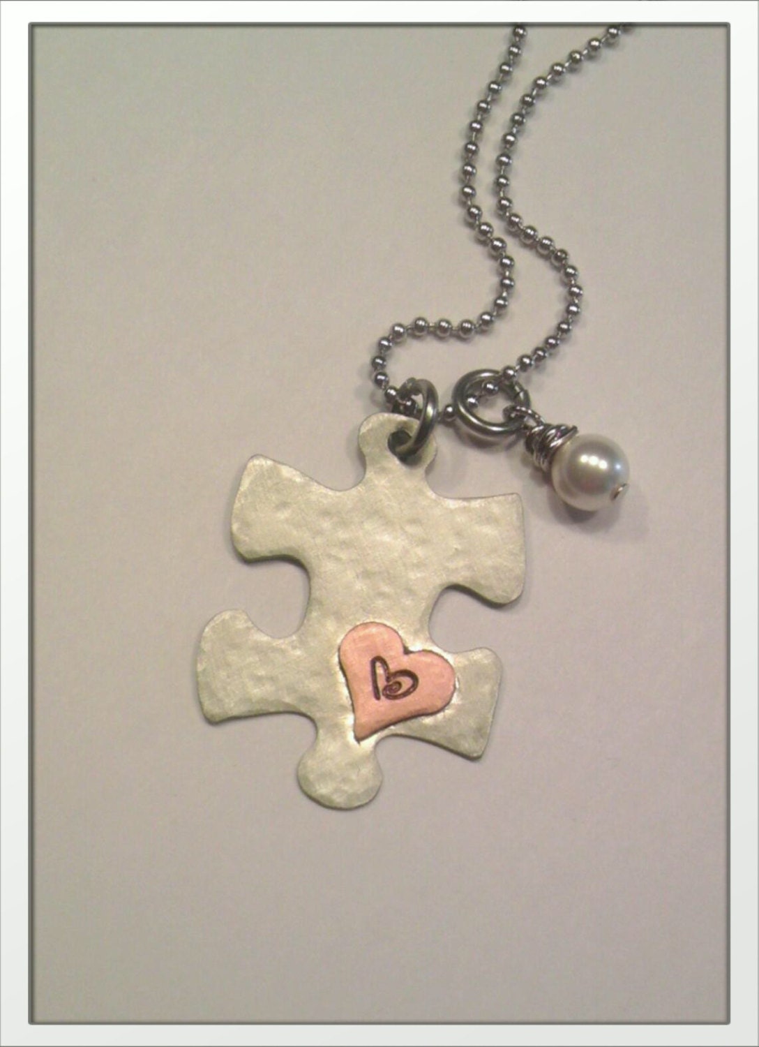 JBK Autism Awareness puzzle piece necklace with heart