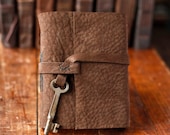 Leather Journal with Skeleton Key - Brown Handmade Journal