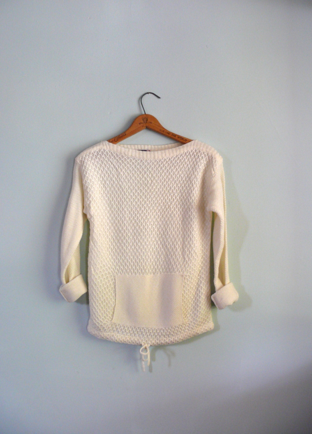 1970s Sweater // Boat Neck Cream Sweater