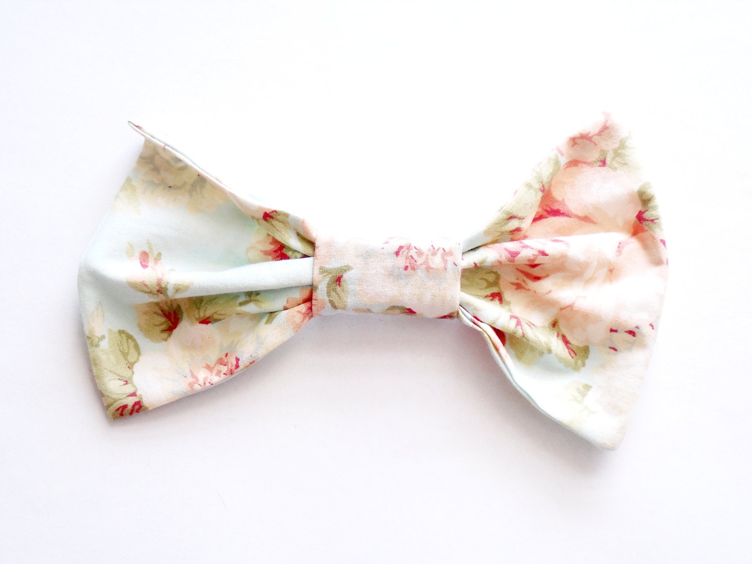 Rockabilly Pastel Floral Bow Hair Clip, Pin Up Hair Bow, Pretty Hair Clip