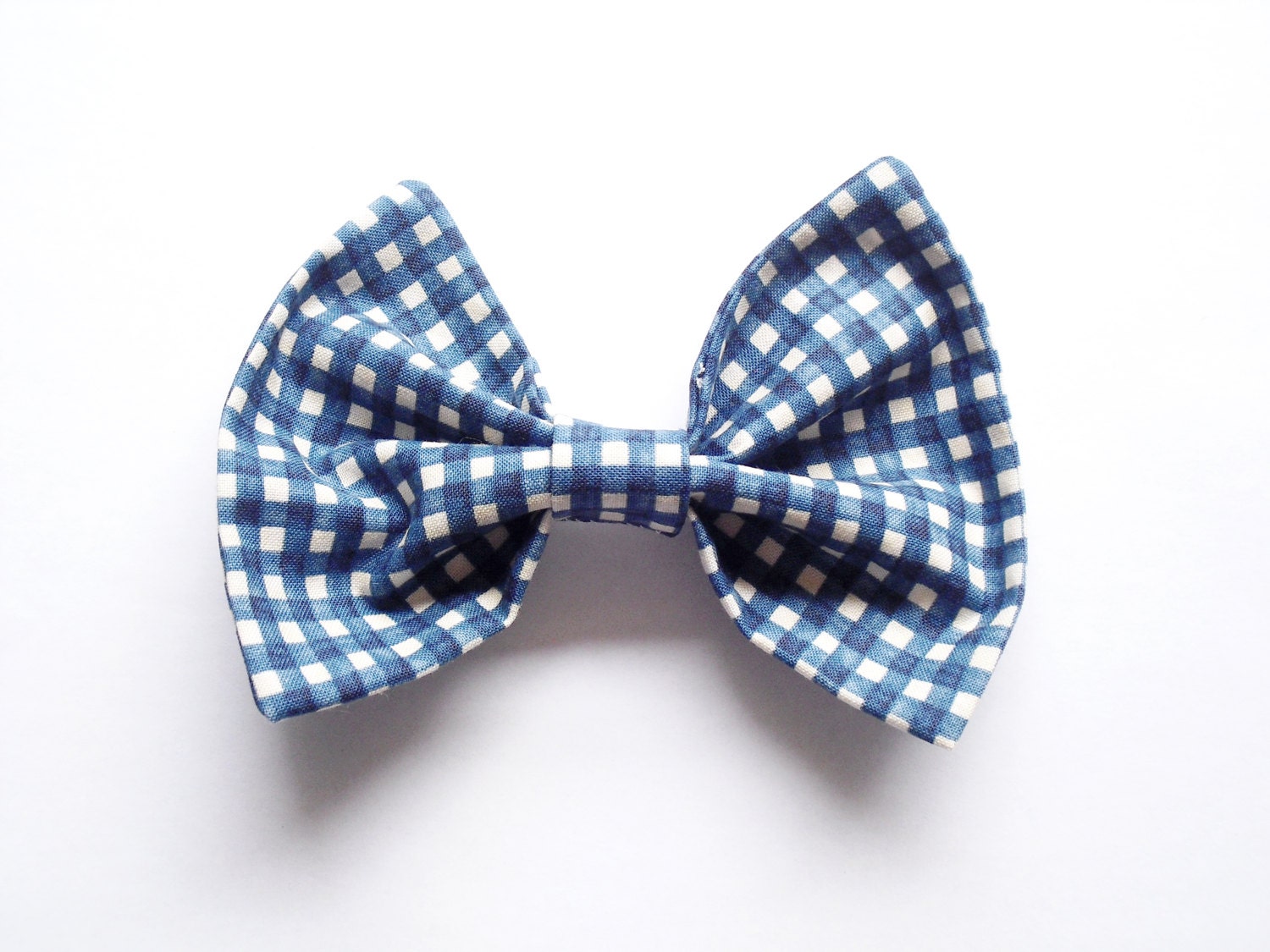 Rockabilly Gingham Bow Hair Clip, Blue Check Pin Up Hair Bow, Hair Bow