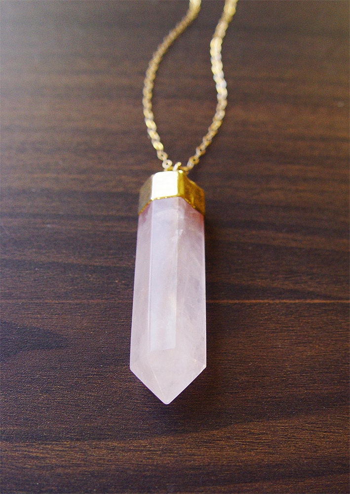 Rose quartz Point Necklace - 14K Gold