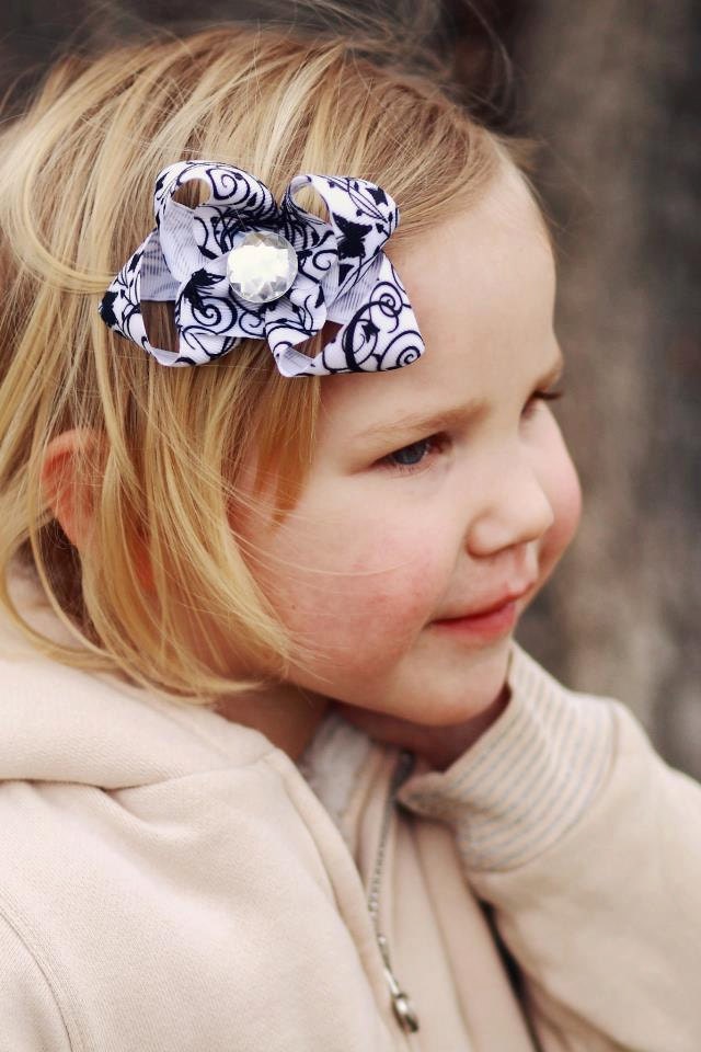 Black Elegant Swirls Boutique Bow