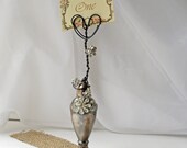 Photo or Place Card Holder Heart Shape Rhinestone Assemblage Valentine Flowers Butterfly Salt Shaker