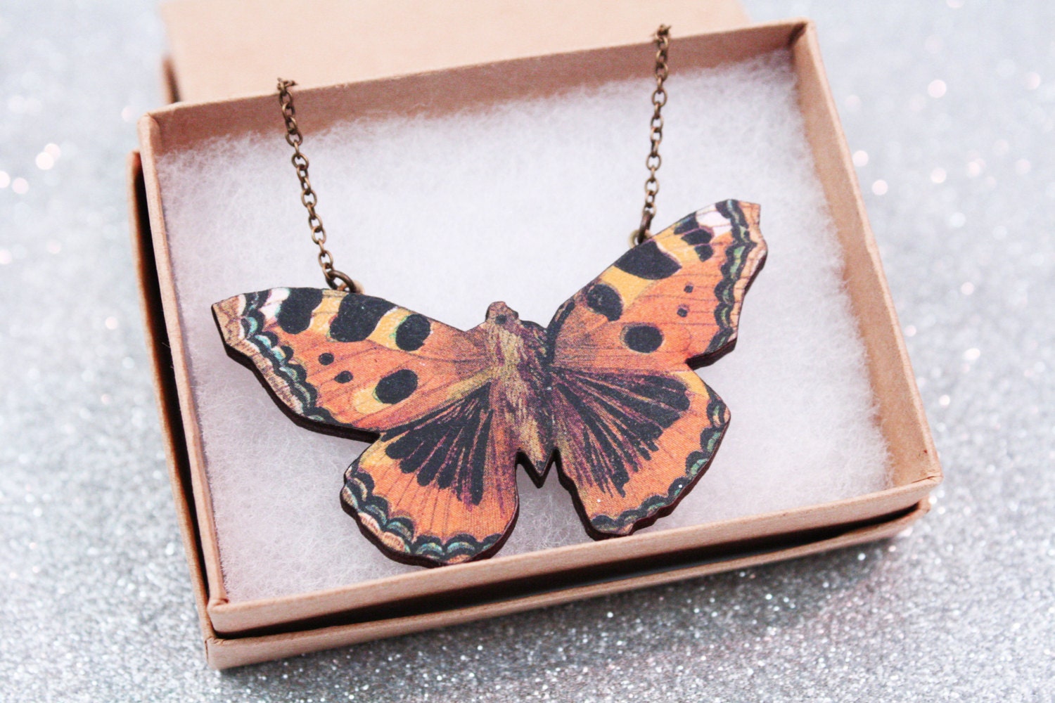 Butterfly Necklace Wooden Wood 30% OFF SALE