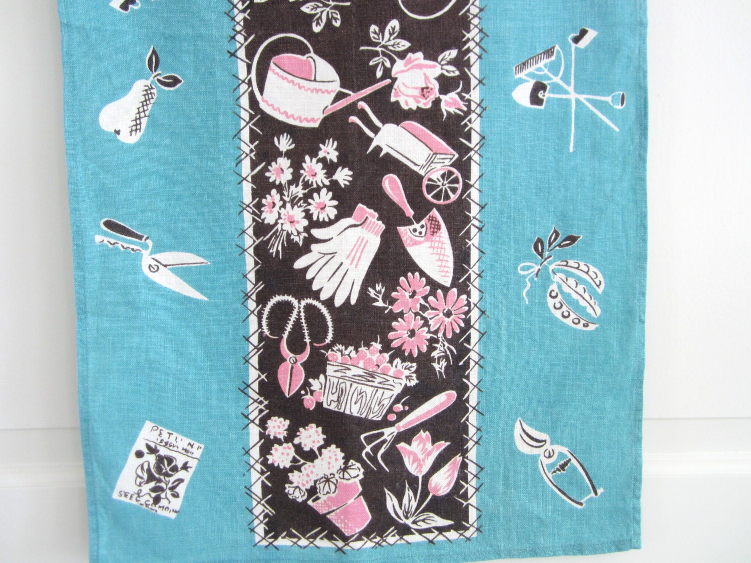 Vintage Tea Towel Garden Tools