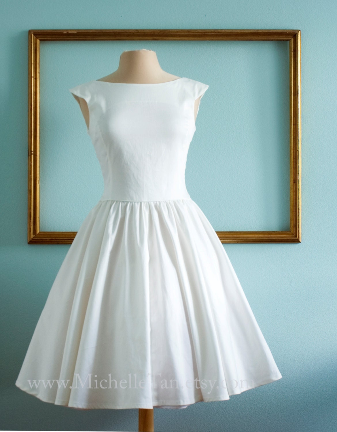 short wedding dress in ivory retro 1950s inspired dress - EMILIA style
