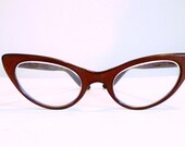 SALE Safilo Winged Brown Cat Eye Glasses / Frame Italy Eyeglasses, Sunglasses/ Batwing Frames/ Women