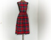 Vintage 1970s Dress Red Plaid Jumper  Pinafore from You Babes