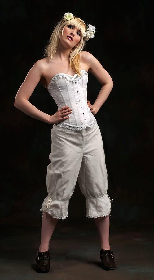 long cotton bloomers in cream, black or white.