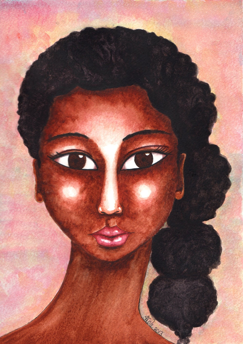 Original Watercolour African American Painting 'Radiant'
