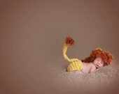 Lion Earflap Hat and Adjustable Diaper Cover Gift Set - newborn to 12 mo sizes - Photography Prop - Made To Order