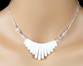 Bridal Necklace, White Pearl Swarovski Crystal Sterling Silver Bridal Necklace Wedding Necklace - Chloe (WN0029)