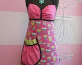 Women's Cupcake Apron - Full Designer Kitchen Apron - Pink