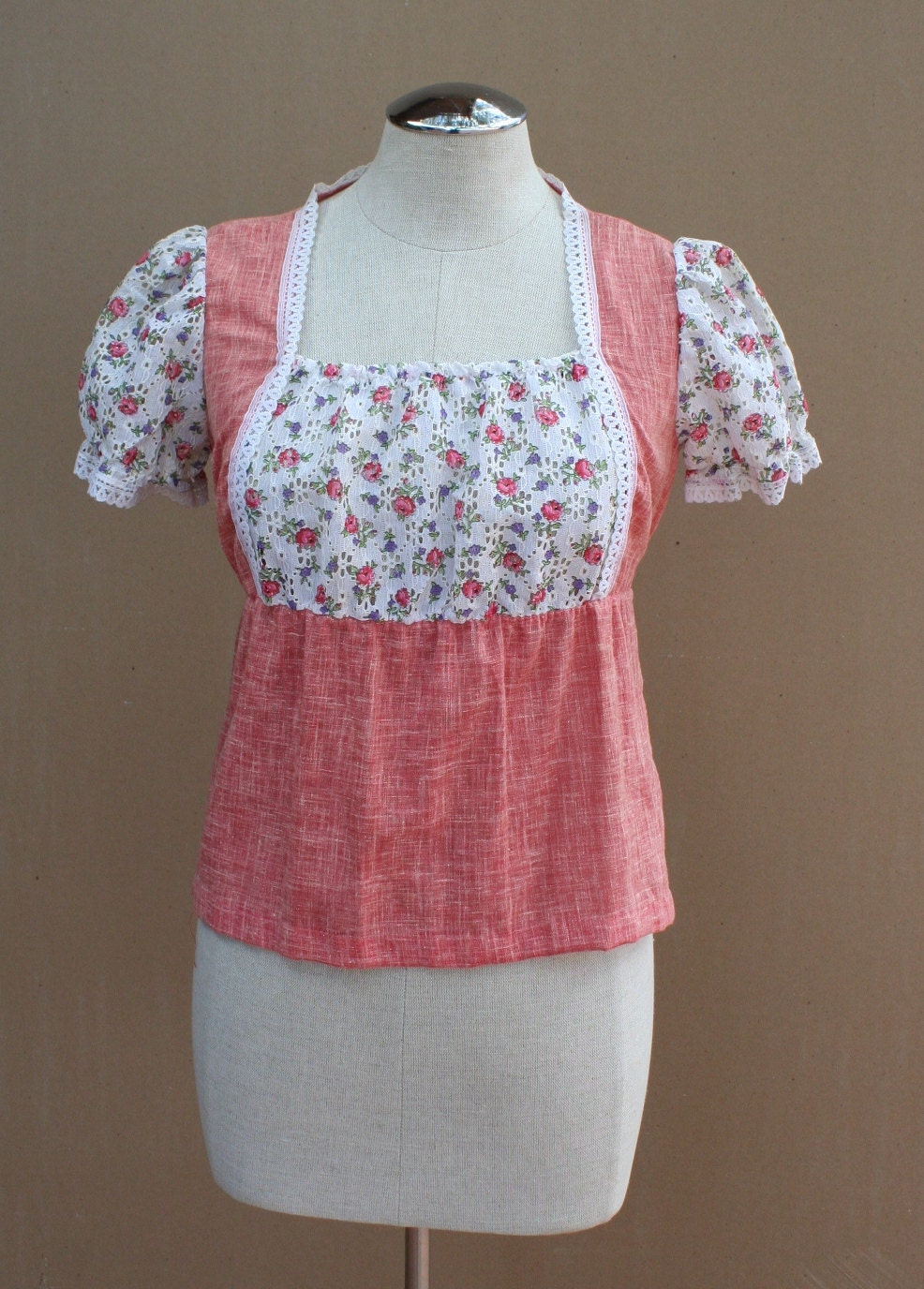 Menace to Society - Cropped Baby Doll Style Top - 1970's Vintage Blouse