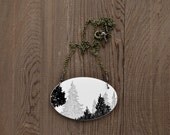 Canopy Necklace in Antique Black and Graphite - Wooden Tree Pendant