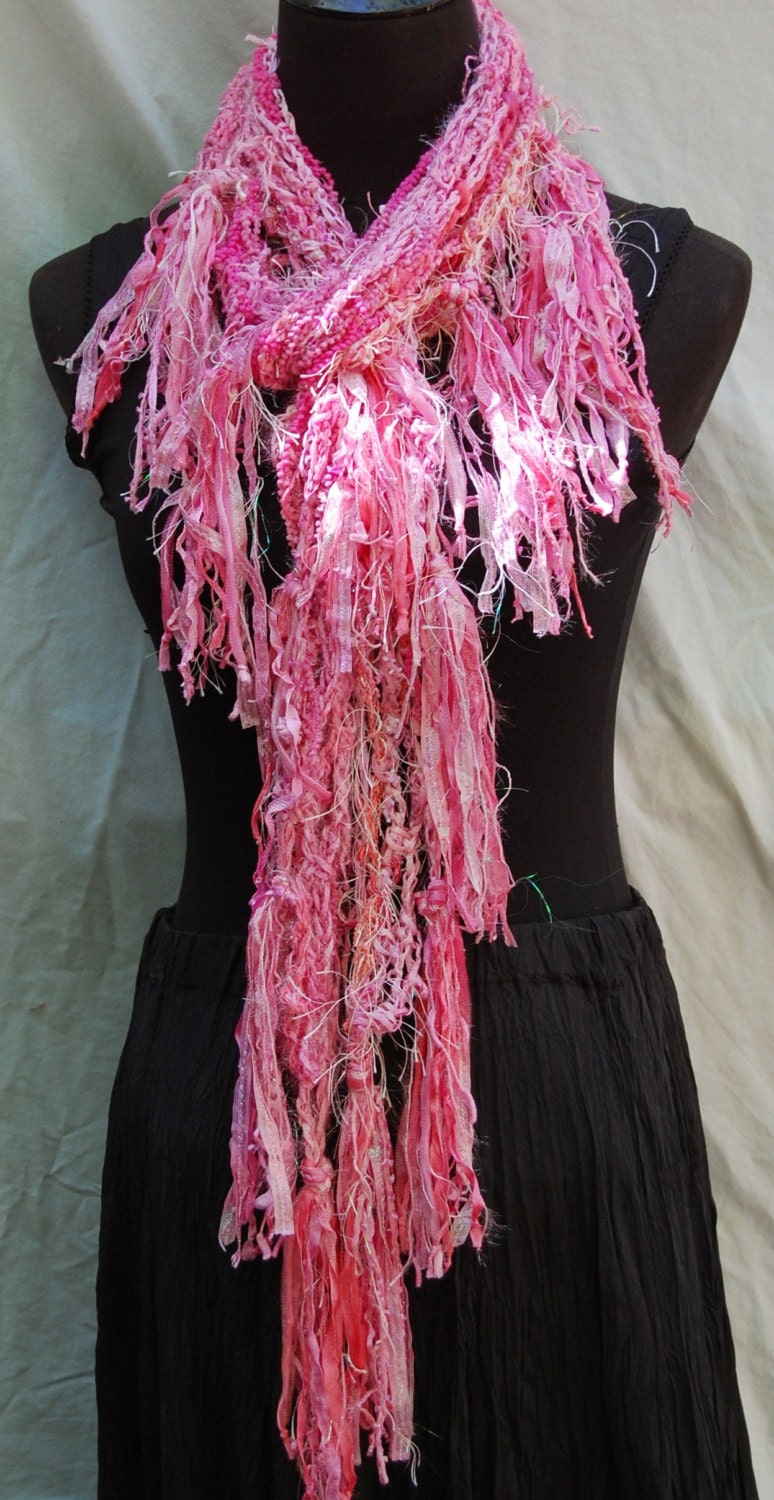 Shades of Pink Handmade Crochet Scarf Wrap