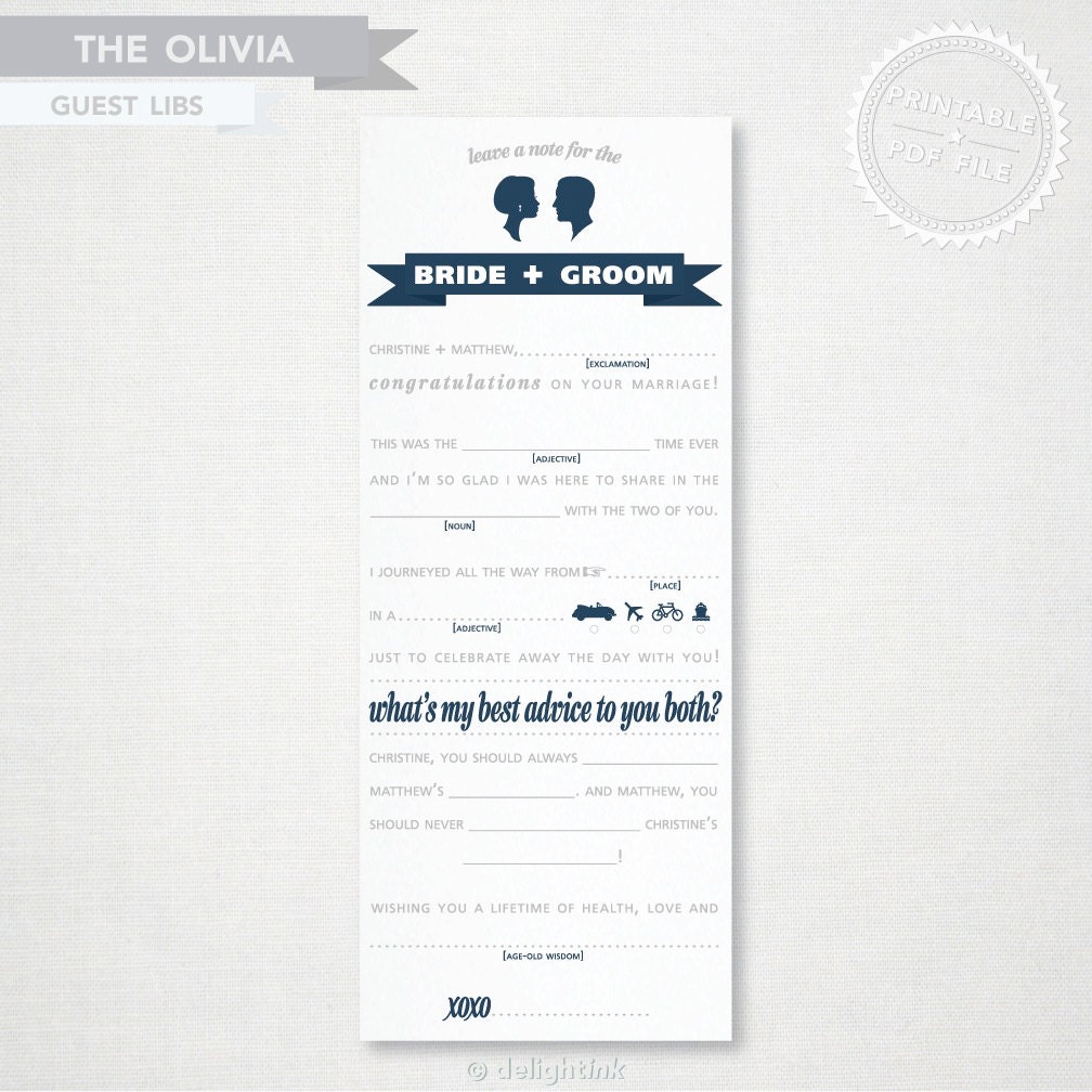 PRINTABLE 'Olivia' Guest Libs