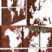 Large World Map Wall Art on Dark Stained Woodgrain Panels - 24x36