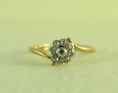 RESERVED - Art Deco 1920's Diamond Daisy Ring 18k Gold  and Platinum Setting