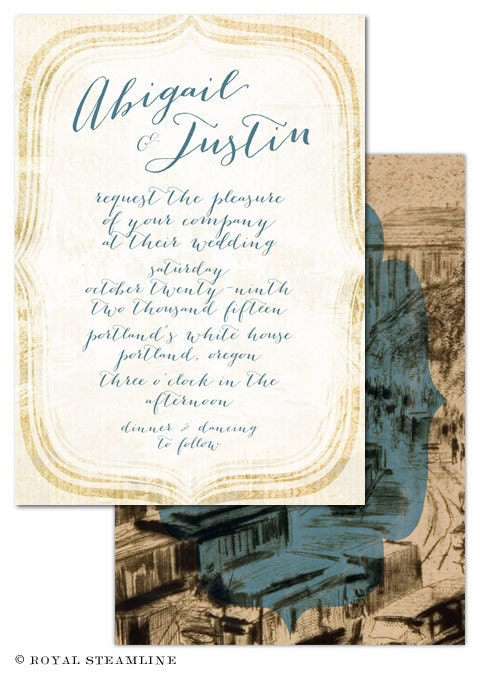 Heart of the City - Vintage Wedding Invitation Sample
