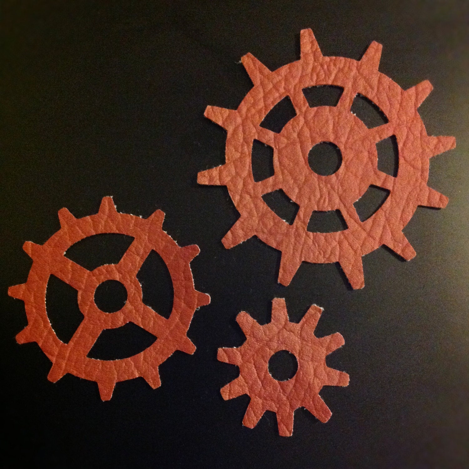 Three Faux Leather Gears