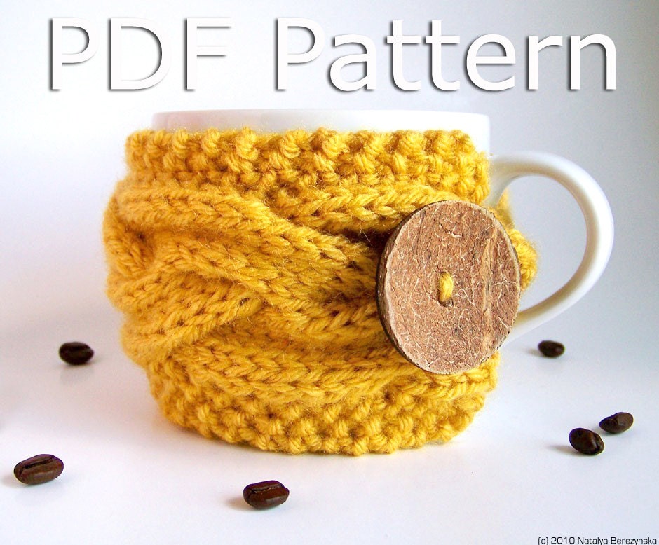 KNITTING PATTERN - Cup Cozy Pattern - Coffee Cozy Pattern - Mug Sleeve Pattern to Knit - Instant Download