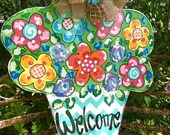 Chevron Flower Pot Door Hanger - Bronwyn Hanahan Art