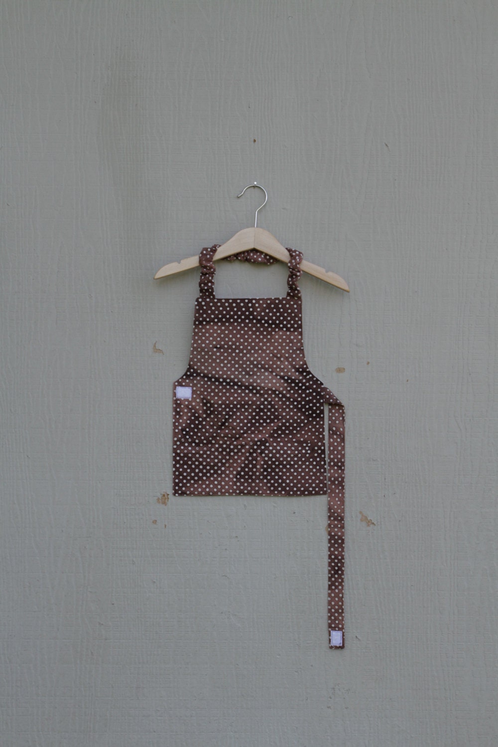 Toddler Apron - Brown Batik with Polka Dots