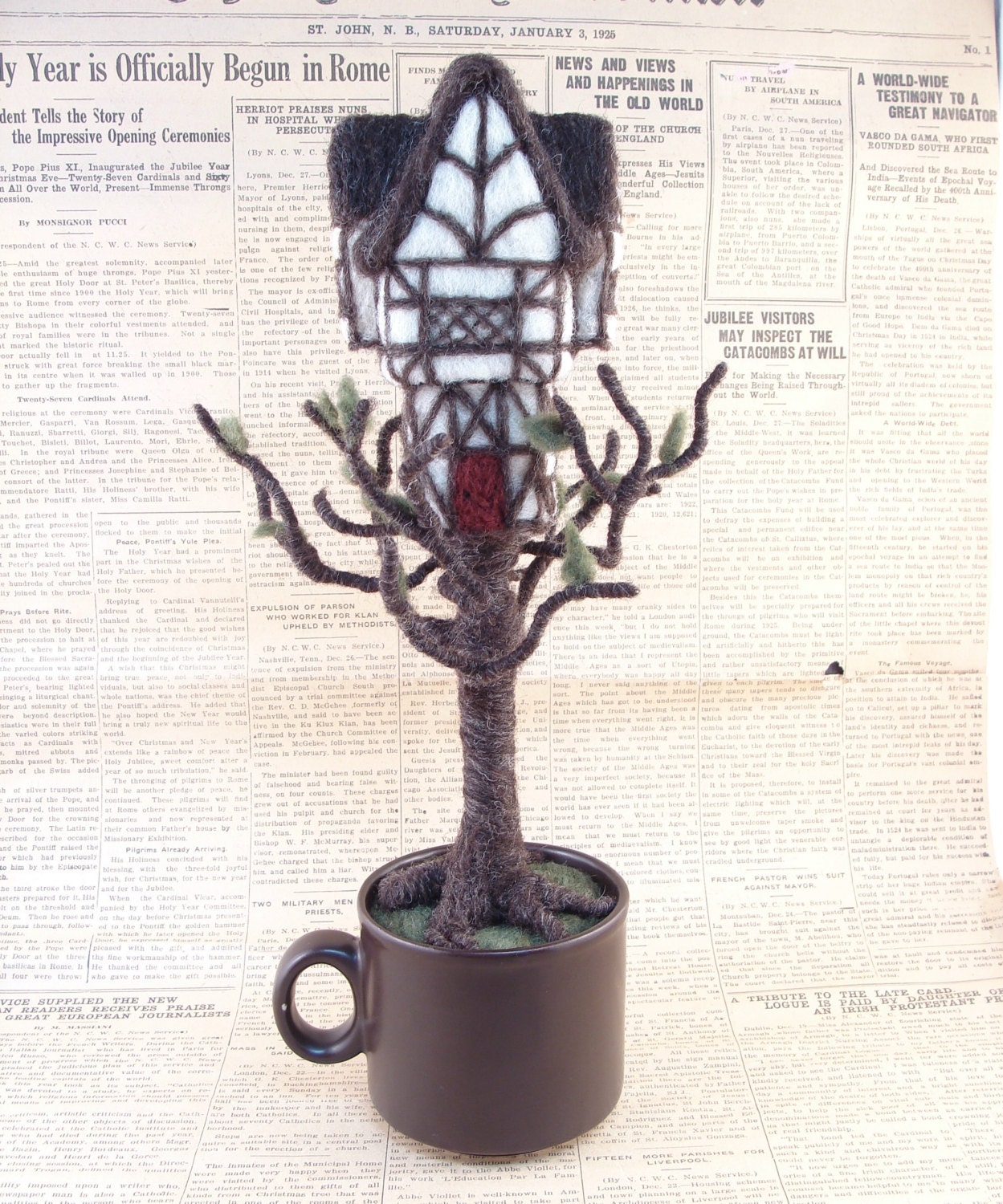 Needle Felted Teacup Chocolate Mug Tudor Tree House