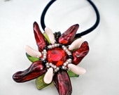 Flower Pendant Necklace Magenta & Pink