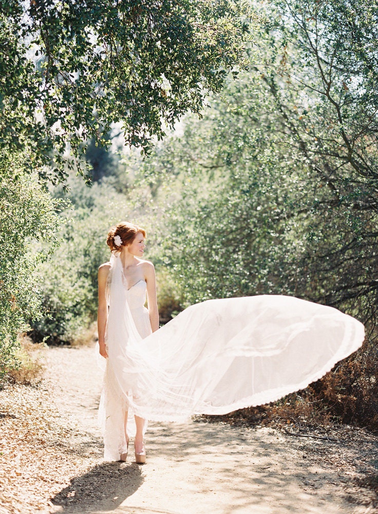 Wedding Veil, Lace, Tulle, Ivory, Cathedral Length - Style 217