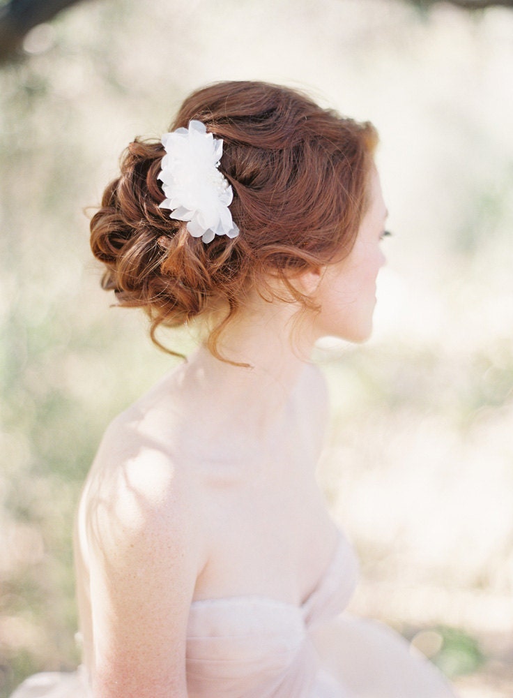 Bridal Hair Pin set of 2, Floral, Petals, lace, Pearls - Style 203