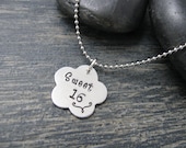 Hand Stamped Flower Necklace : Sweet 16