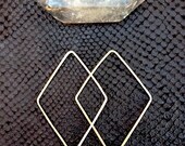 Geometric Hammered Brass Diamond Shaped Ear Wires