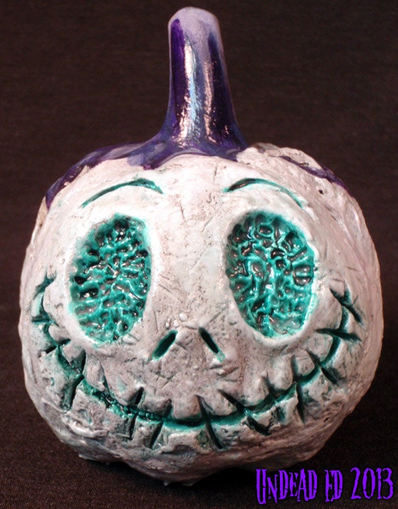 Jack Skellington Converted Ceramic Pumpkin By Undead Ed OOAK
