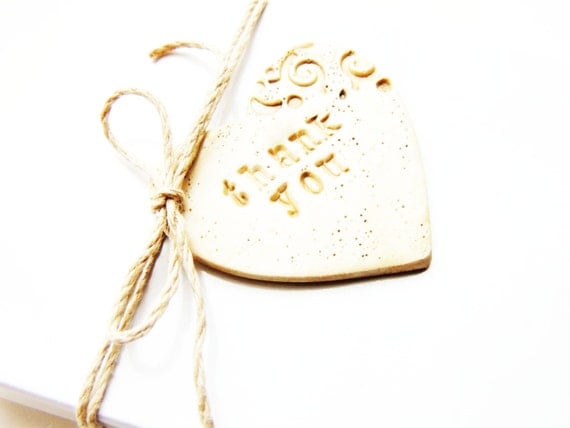 Thank You Wedding Favor Tags Favors Tag Personalized Gift Hang Tag Set of 20 Product Packaging Clay Heart Lace Vintage Shabby Chic Wedding