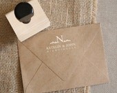 Custom Monogram Stamp - YOUR CUSTOM WORDING - Laurel Twigs