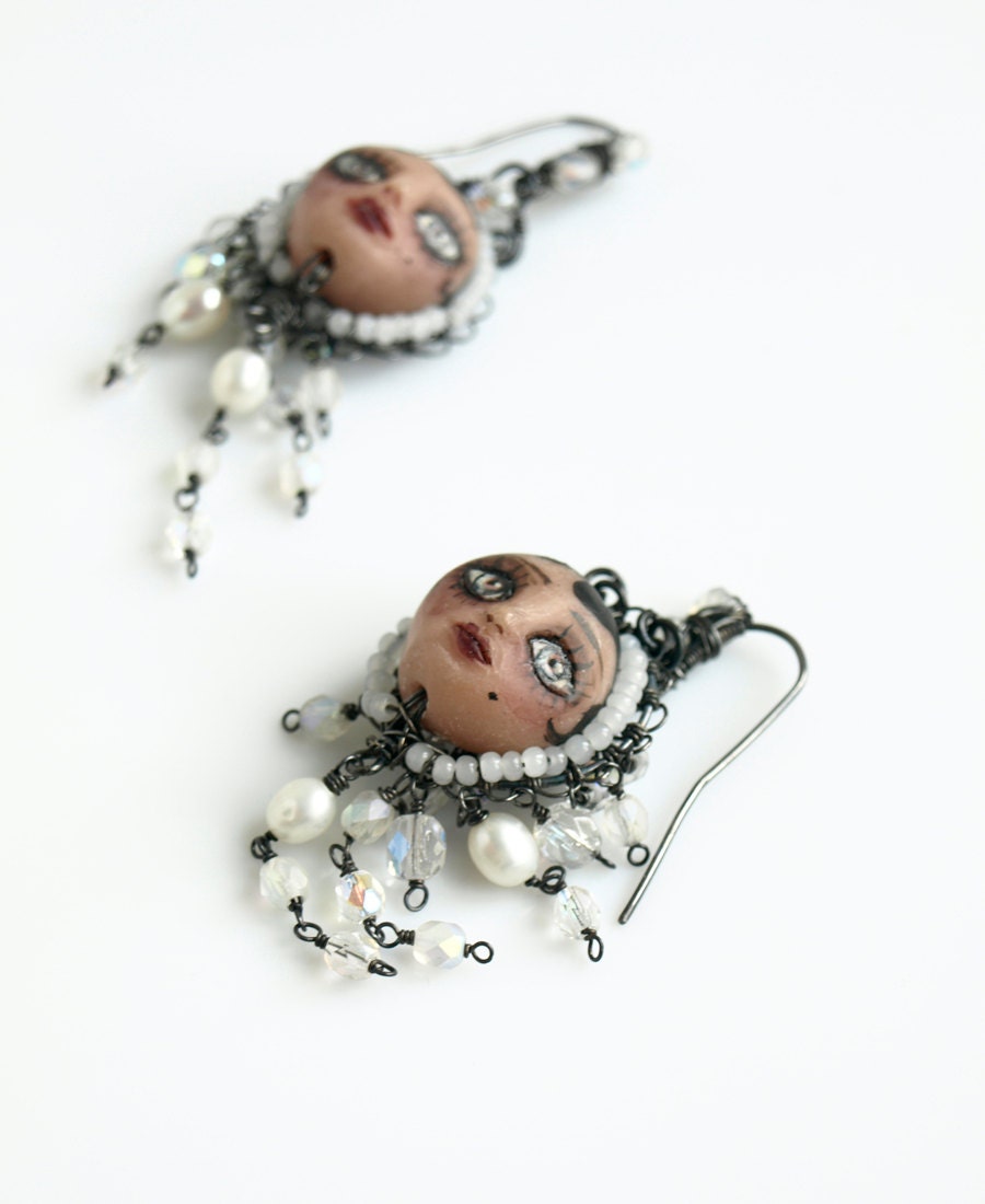sale - Lost sisters - art earrings by KarolinFelix and Whobyfire - unique