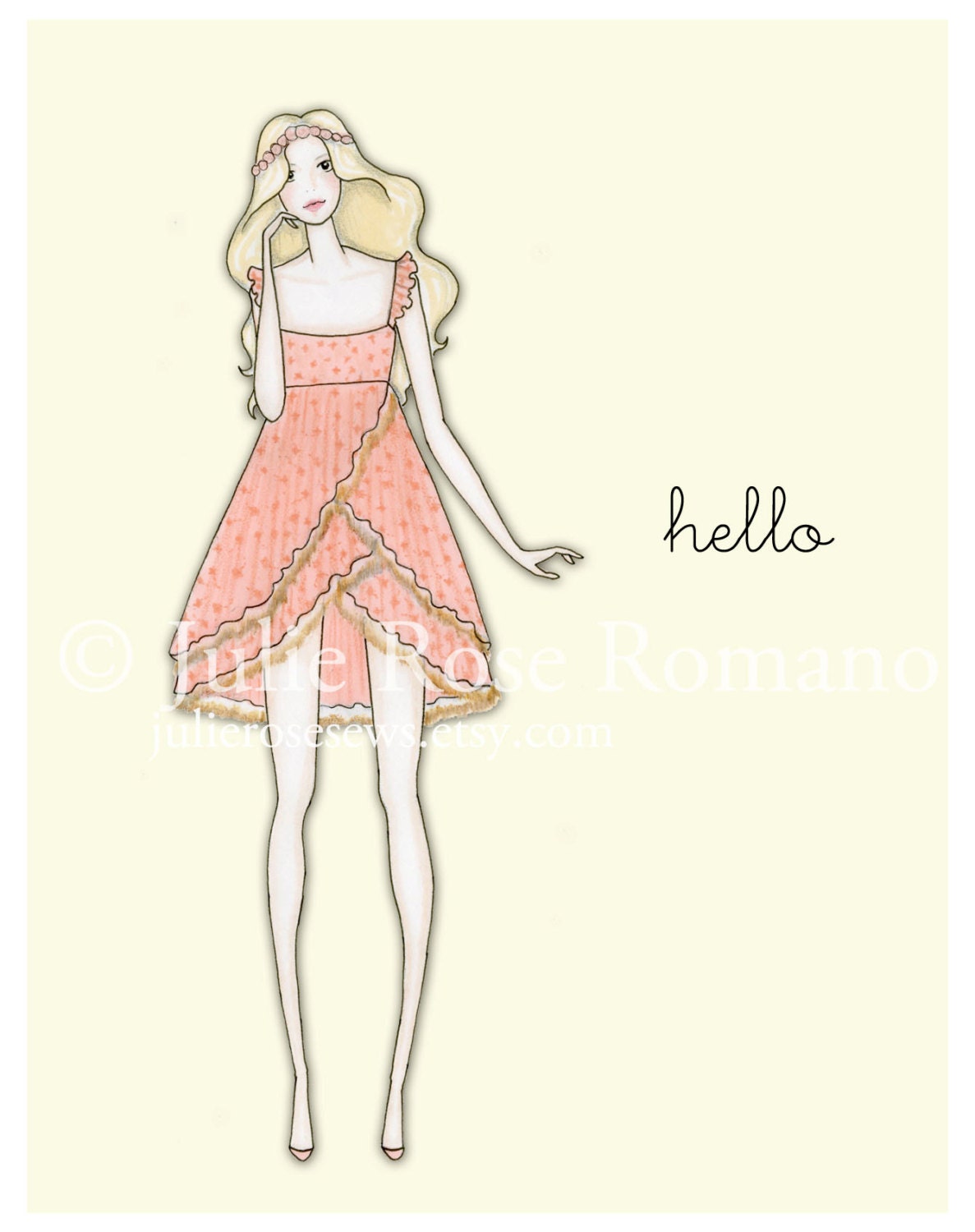 Summer Fashion Illustration Note Cards, Set of 5, Blank Inside
