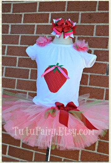 Strawberry Tutu Set. 5 Piece Set. Size Newborn-5T