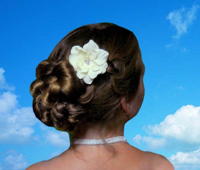Ivory wedding flower bridal hair flower accessory hairclips rhinestone Silk wedding headpiece floral hair piece accessory fascinate Hair pin
