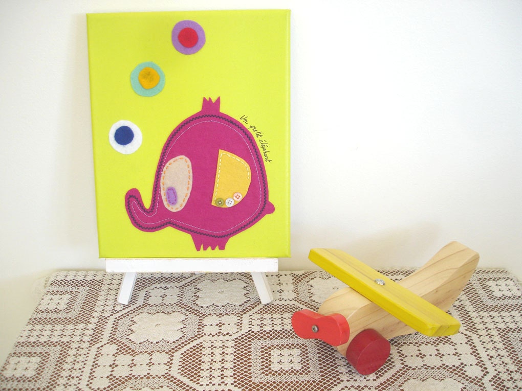 Children wall art, Children artwork, Elephant canvas, Nursery art, Wall hanging